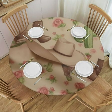 

BCIIG Hats Boots Round Table Cover Stain Resistant Washable Indoor Outdoor Tablecloth Kitchen Dining Wedding Parties 100% Polyester with Elastic Edge Home Kitchen Outdoor Decoration 54 -58