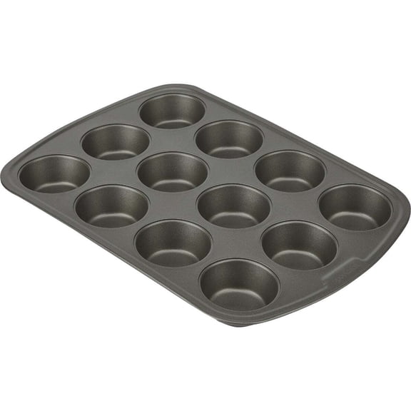 GoodCook Everyday Nonstick Steel Muffin Pan, 12 cup, Gray