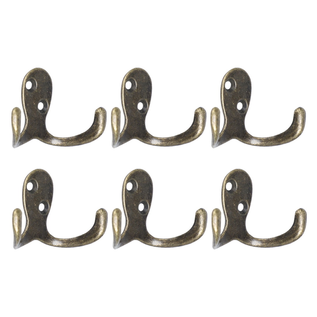 6pcs Dual Zinc Alloy Wall Hooks Robe Hooks DIY Cloth Closets Hangers w