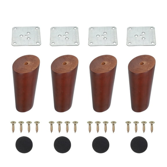 Uxcell Wood Furniture Legs, 4Pcs 3.9" Tapered Replacement Sofa Leg for Chair Couch Bed Coffee Table Dresser, Red Walnut