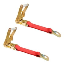 2 Pack USA Heavy Duty 2" Ratchet Tie Down Replacement Short Fixed End Strap w/Snap Hook, Red
