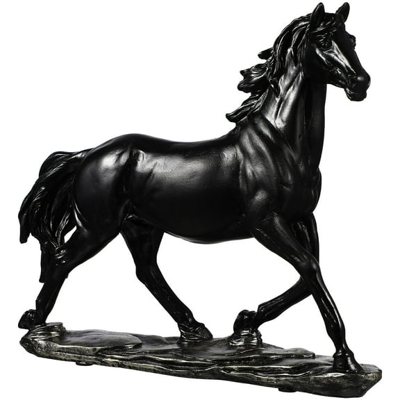FOMIYES Horse Statue in Black Resin 11x9.8x2.8in for Home and Office Decoration