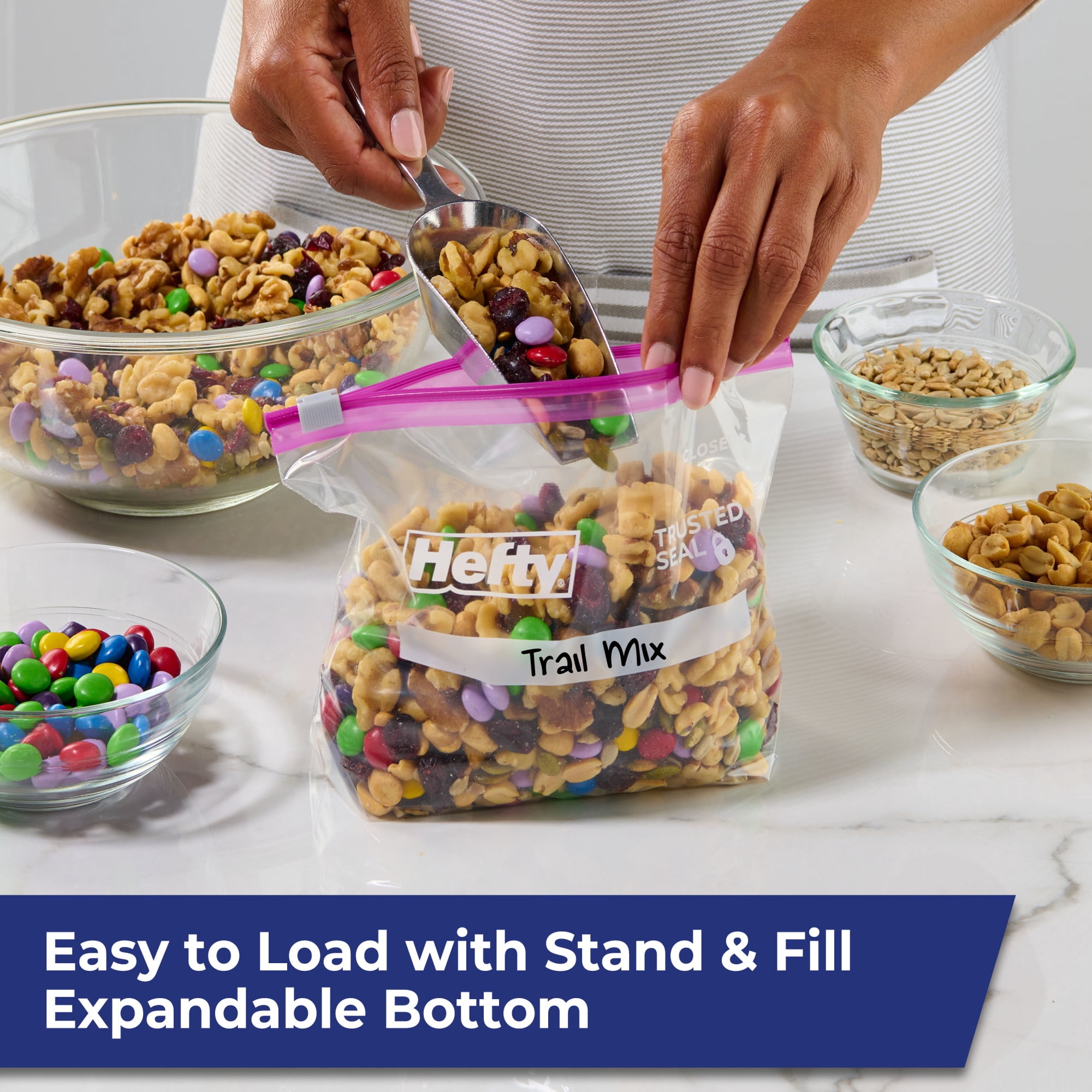 (4 pack) Hefty Slider Quart Storage Bags, 25 Count