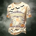 thumbnail image 4 of Havenx Halloween Shirts for Men Pumpkin Print Shirt Short Sleeve Crew Neck Tshirts Spooky Scary Fashion Funny Lightweight Casual Tees,Beige 2XL, 4 of 4