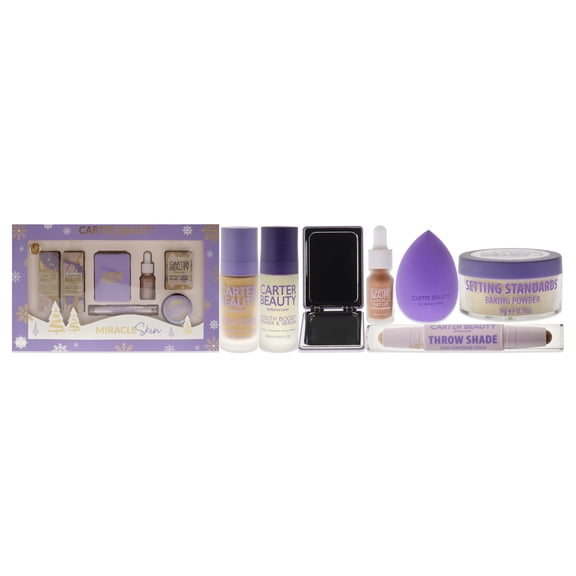 Miracle Skin Set - Sticky Toffee de Carter Beauty para mujeres - 7 piezas Carter Beauty Miracle Measure Youth Boost Foundation - Toffee, Miracle Measure Youth Boost Primer and Serum 7 Pc