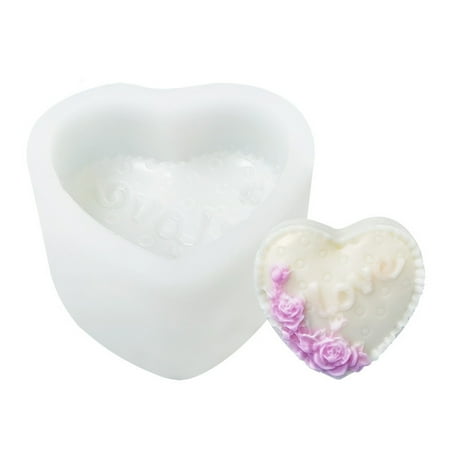 

3D Heart Rose Flower Silicone Mold for Bath Soap Making Cake Chocolate Mould DIY Candle Molds