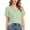 04# Mint Green, variant on Women's Oversized Tops Puff Sleeve Blouse Loose Fit Summer Tie Front Top Casual Flowy Chiffon V-Neck Peplum for Beach Vacation M-4XL