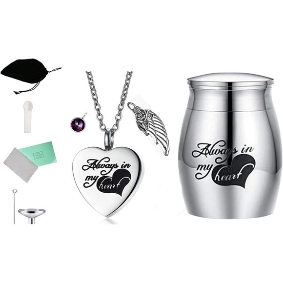 Yazoeia Delicate Colorful Pet Ashes Heart Shape Necklace and Cinerary Caskets Safeguards Preciously Memory for Dead Cats Dogs CJC912-177266