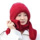 thumbnail image 4 of Gorro de otoño e invierno para mujer, forro polar, grueso, resistente al frío, bufanda, gorro integrado, gorro cálido con giro, gorro de lana de punto con punta cerrada, 4 of 6