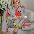 thumbnail image 6 of Fotbe Cute Dinosaur Pattern Long Sleeve Pajama Set for Women,Sleepwear Set,2-piece Loungewear Set,Soft PJs Comfy Nightwear with Pockets -Large, 6 of 7