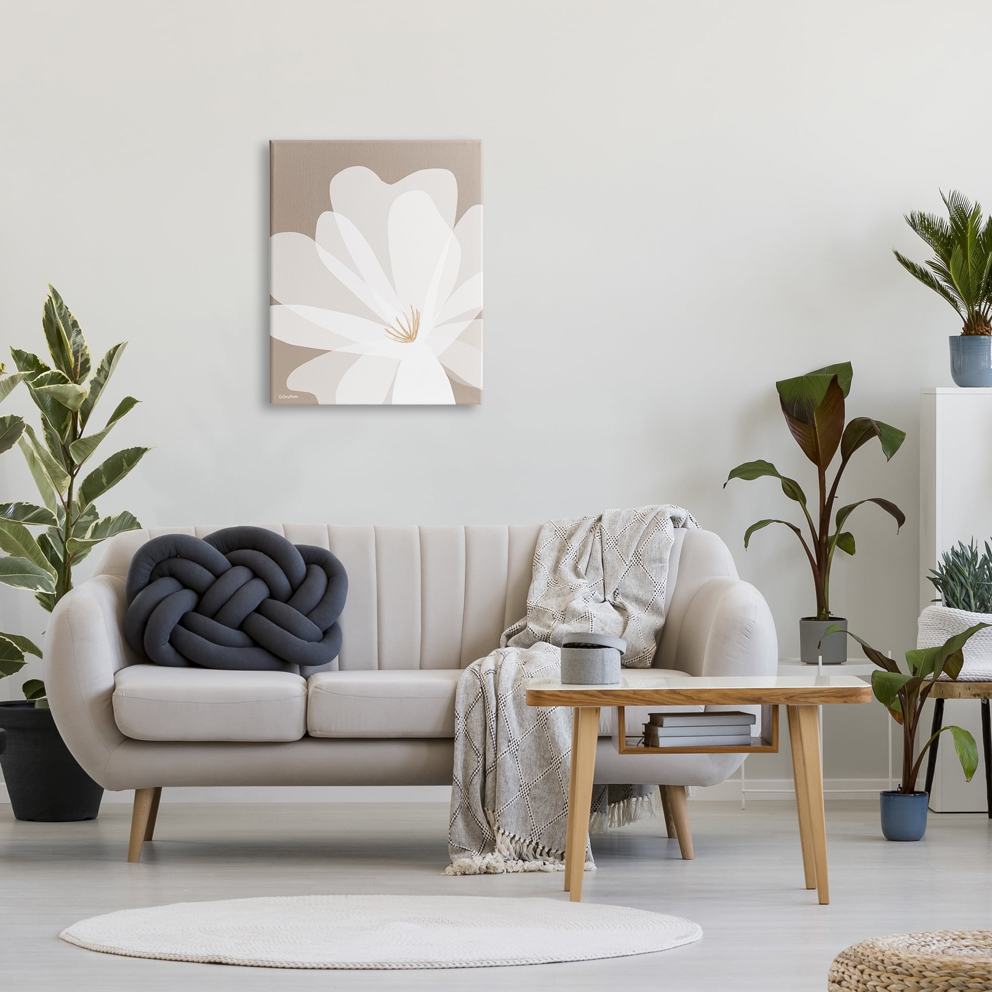 Stupell Industries Beige & White Lily Botanical & Floral Painting Gallery Wrapped Canvas Art Print Wall Art, 24 x 30