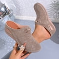thumbnail image 4 of Clogs for Women Closed Toe Slip on Mules Othopedic Wedge Sandals Hollow out Comfortable Arch Support Slides Khaki Size 7, 4 of 6