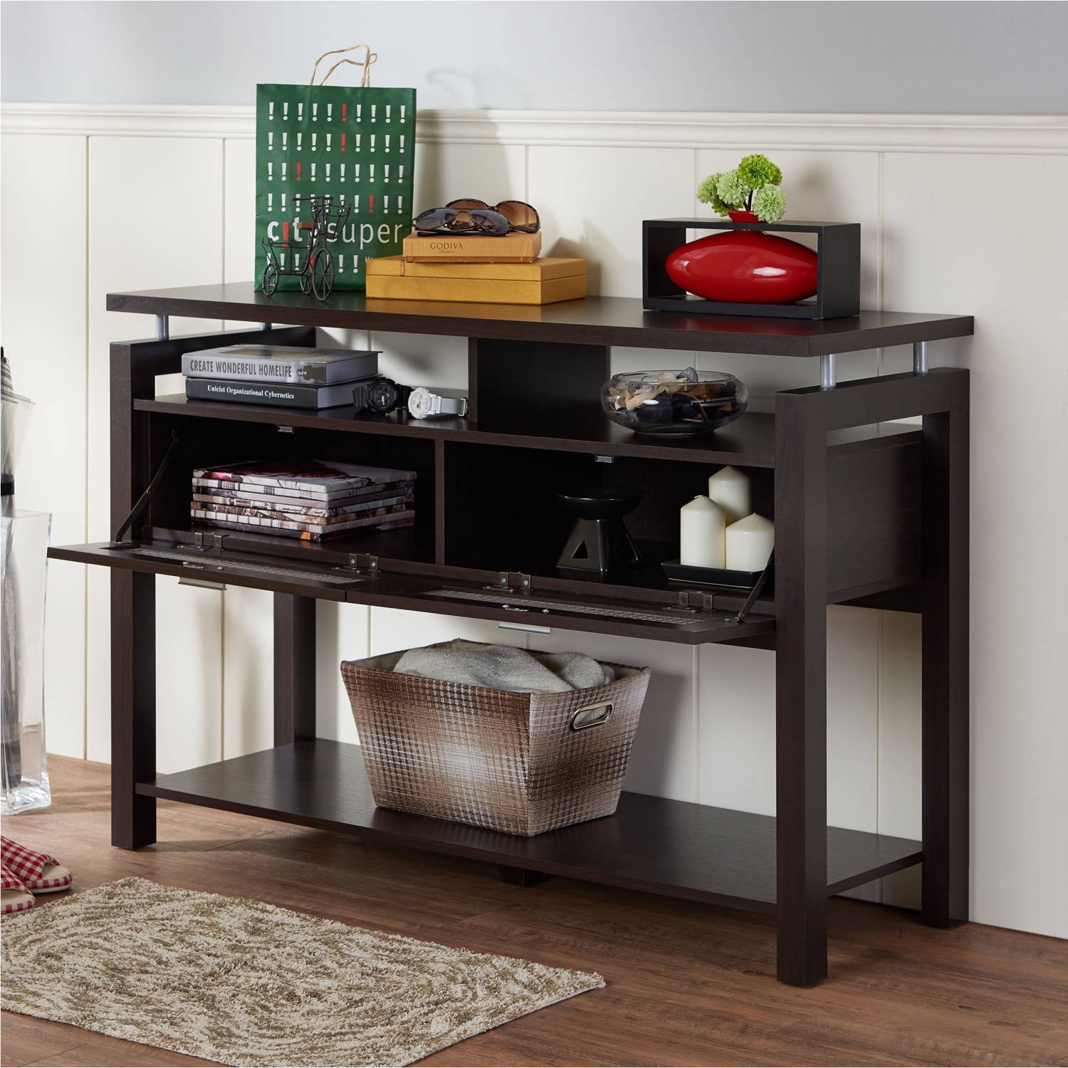 Furniture of America Gueston 2-Door Console Table, Espresso
