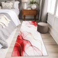 thumbnail image 4 of 2'x6' Rug Runners for Hallways Kitchen, Marble Red Non Slip Entryway Beside Floor Carpet Runner, Gold White Modern Gradient Ocean Wavy Ripple Laundry Room Bedroom Throw Rugs Mat for Family Pet, 4 of 8