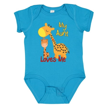 

Inktastic My Aunt Loves Me Giraffe Gift Baby Boy or Baby Girl Bodysuit