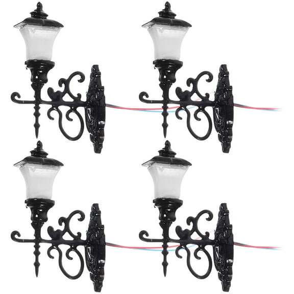 Topbathy Dollhouse Lighting Miniature Lamp Set, 4pcs Building Wall Lamps for Train Scenes, Mini Wall Sconce Lights for Birthday Gifts and Dollhouse Kits
