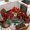Red Black, variant on Christmas Tree Round Tablecloth, Fitted Table Cover with Elastic for 36"-44" Round Tables, Grey Retro Winter Ball Berry Snowflakes Table Cloth Outdoor Indoor Dinning Party Waterproof Tablecloths