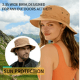thumbnail image 3 of HLLMAN Womens Packable Sun Hat with Strap,Waterproof Wide Brim Bucket Hat for Fishing, 3 of 7