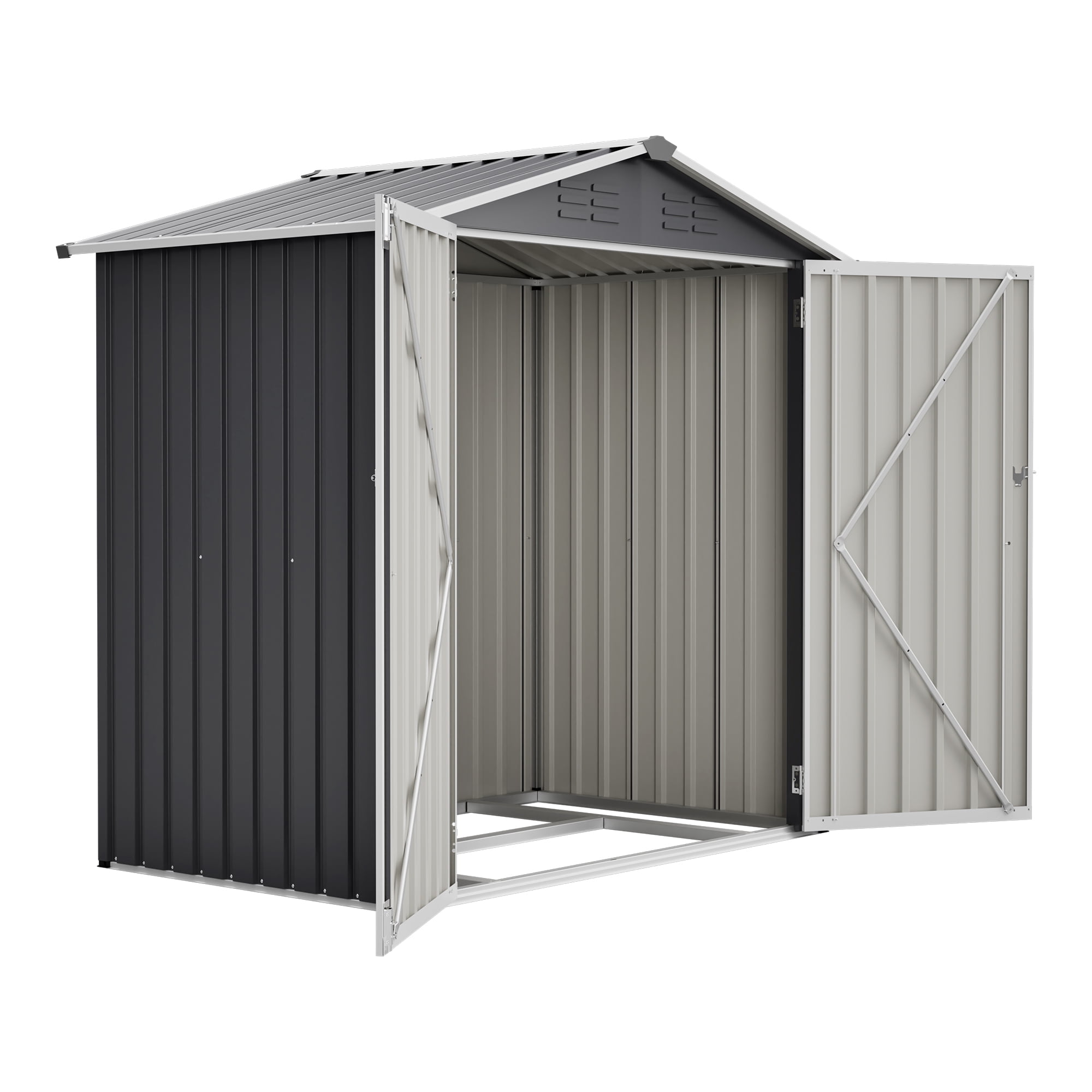 6x4FT Metal Outdoor Shed Waterproof Lockable Garden Tool Storage