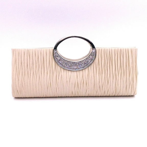 Hand holding rhinestone wrinkles Fashion classic women's bag dinner bag wedding bag, bride bridesmaid handbag, suitable for wedding dinner/Apricot