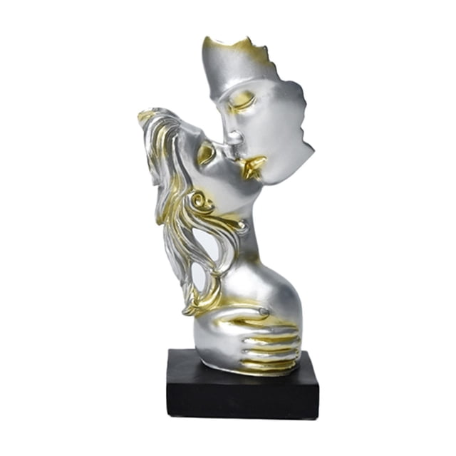 Escultura de beso de pareja, adorno artesanal, regalo para novia, figura de amor novedosa. Champán