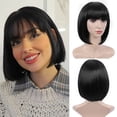 thumbnail image 1 of Peluca Bob Negra MOSINA - Peluca Bob Negra Corta y Lisa con Flequillo para Mujer, Peluca de Cabello Corto Colorida, Peluca Sintética Bonita para Cosplay, Diario, Halloween (30 cm), 1 of 1