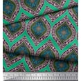 thumbnail image 2 of Soimoi Green Rayon Fabric Seamless Damask Decor Fabric Printed Yard 42 Inch Wide, 2 of 3