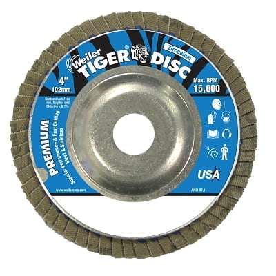 

Tiger Disc Angled Style Flap Disc 7 in dia 80 Grit 5/8 in-11 8600 rpm Type 29 | Bundle of 2 Each