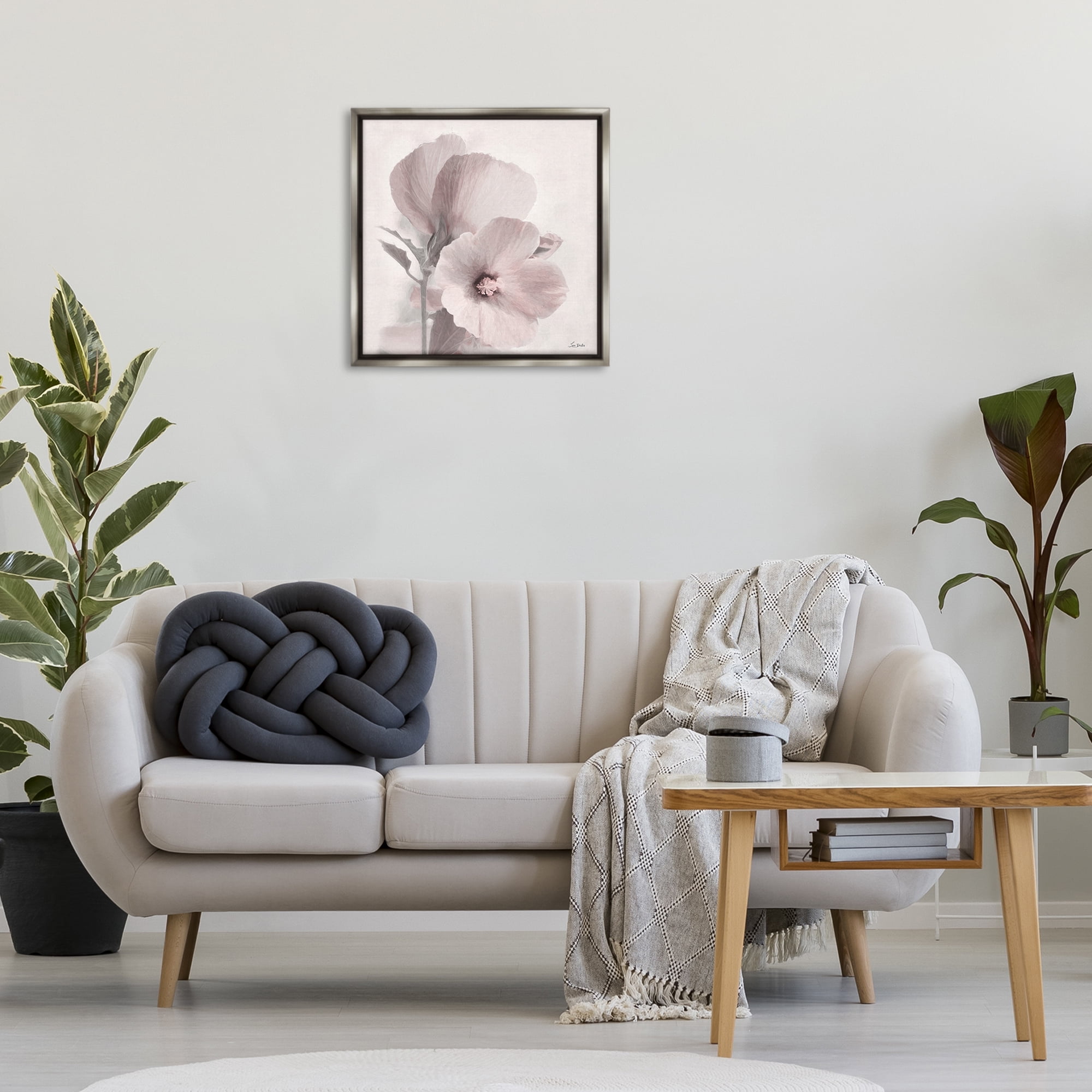 Stupell Industries Vintage Apple Blossom Botanical & Floral Painting Gray Floater Framed Art Print Wall Art, 25 x 25