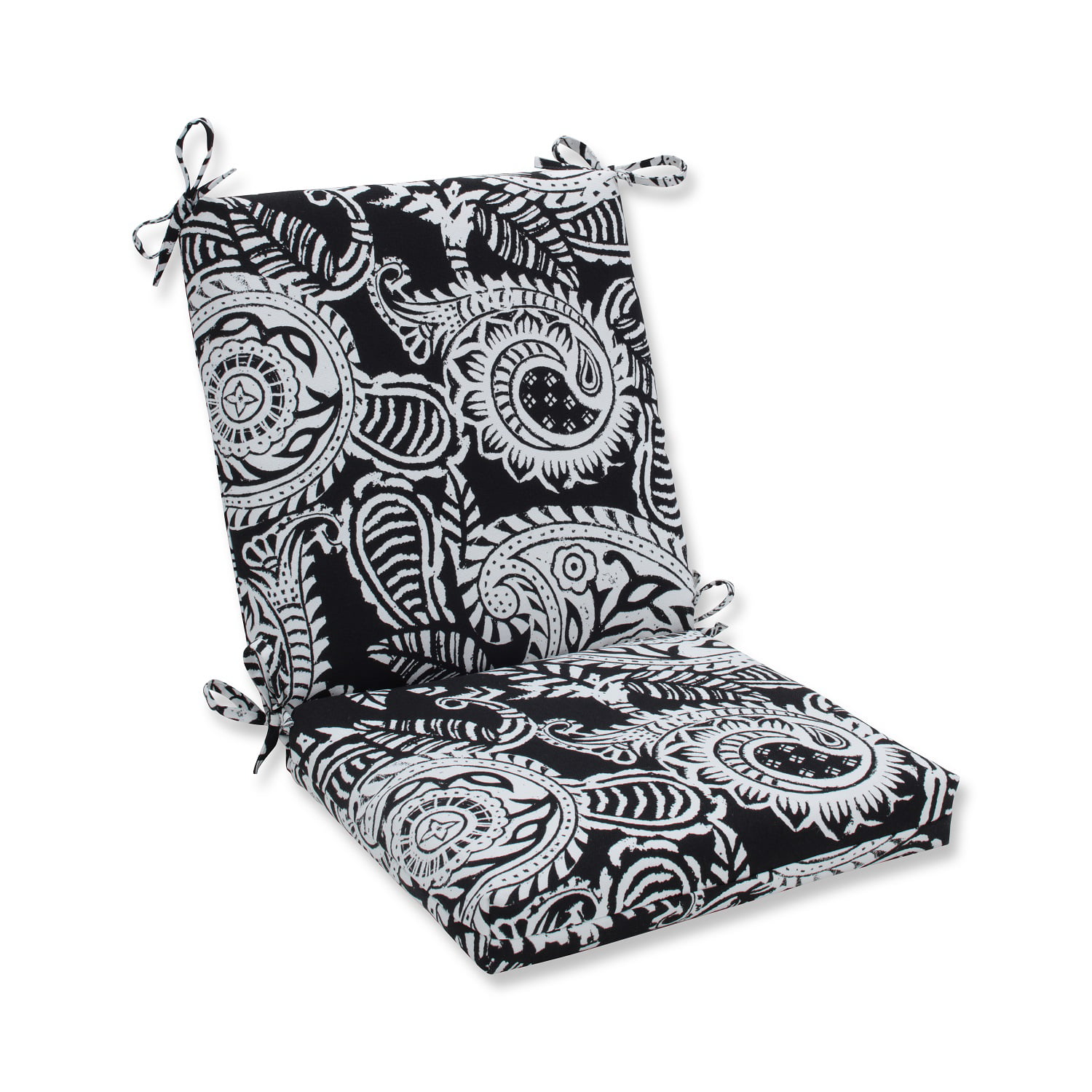 36.5” Black and White Paisley Swirl Outdoor Patio Chair