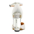 thumbnail image 4 of XYD Women Graceful Crystal Block High Heels D'Orsay Ankle Strap Pointed Toe Satin Pumps Wedding Shoes Size 4.5 White, 4 of 4