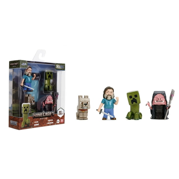 Set de figuras Jada Metalfigs, película de Minecraft, paquete de 4 unidades, 6 cm, para niños
