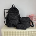 thumbnail image 4 of Clearance！Polka Dot Backpack Set 3Pcs Cute Daypack Kawaii Nylon Backpacks for Travel Daily Use Black, 4 of 8