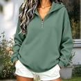 thumbnail image 2 of Half Zip Hoodies for Women - Oversize Long Sleeve Hooded Sweatshirt - Fall Loose Casual Pullover Tops Daily Wear, 2 of 6