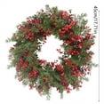thumbnail image 3 of 18 Inch Winter Christmas Wreath Artificial Pine Needle Wreath with Vibrant Red Berries Cedar Leaves for Front Door Indoor Outdoor Holiday Decorations Xmas Home Wall Decor Festive Winter Display, 3 of 8