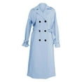 thumbnail image 4 of Harpily Anoraks Women Trench Coat Long Double Breasted Fall Fashion 2023 Classic Lapel Slim Overcoat Outerwear With Belt Sky Blue Blue L, 4 of 5