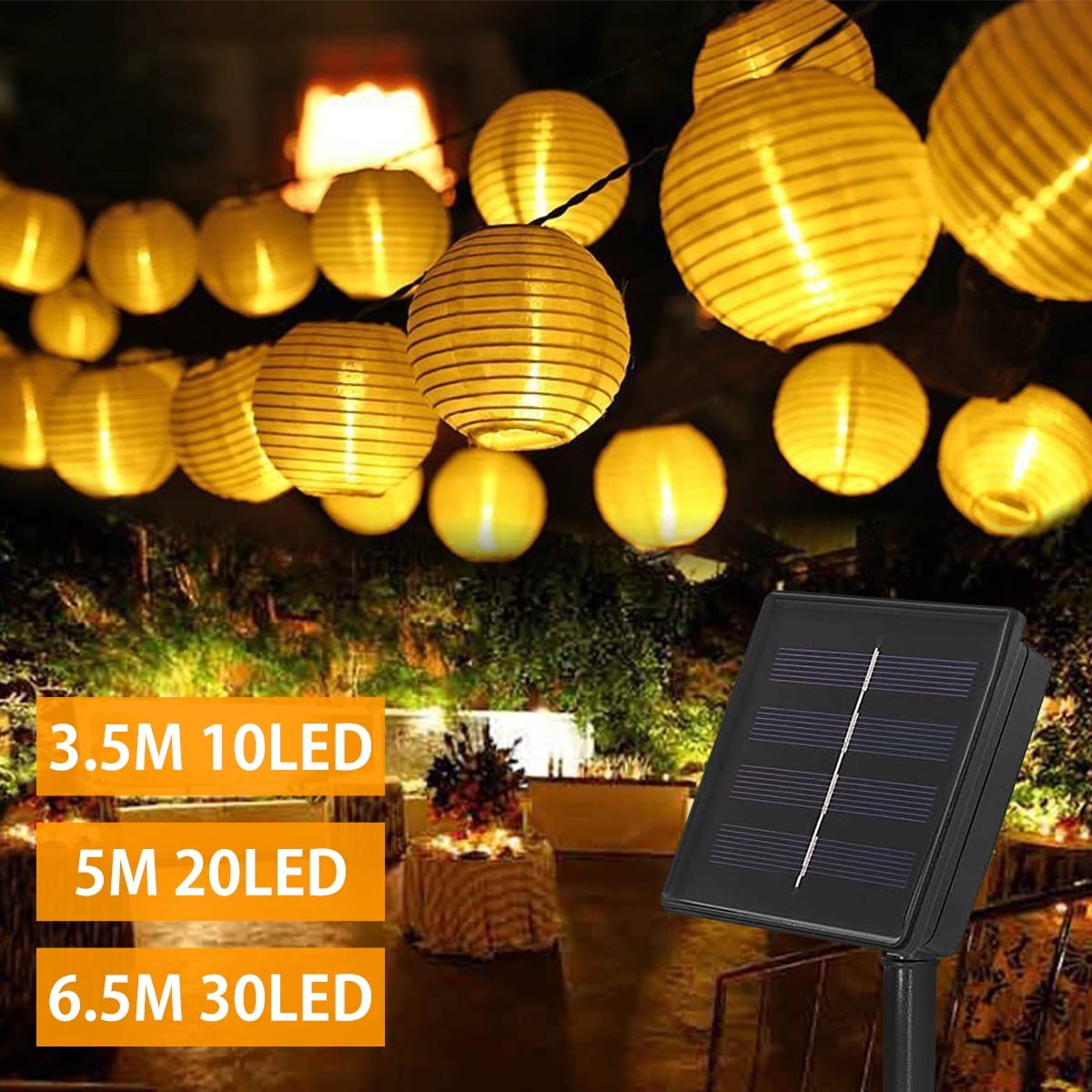 Solar String Chinese Lantern Garden Outdoor Waterproof LED Fairy String Lights 