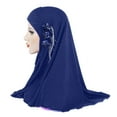 thumbnail image 3 of Prolriy Hijab Scarf for Women Silk Fashion Breathable Headscarf Muslim Flower Hat Ice Turban Summer Tassel Accessory Shawl Scarf Head Scarf Dark Blue, 3 of 4