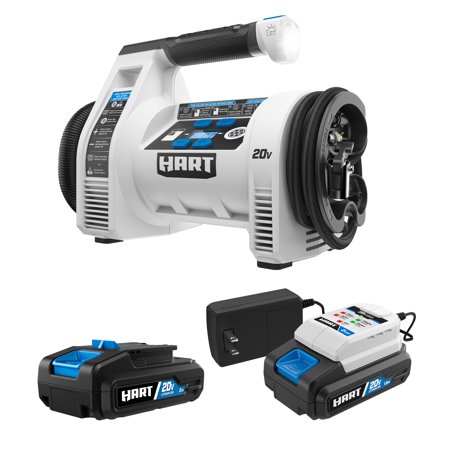 HART 2-pack 20-Volt 2Ah Batteries and Dual Function Inflator Bundle