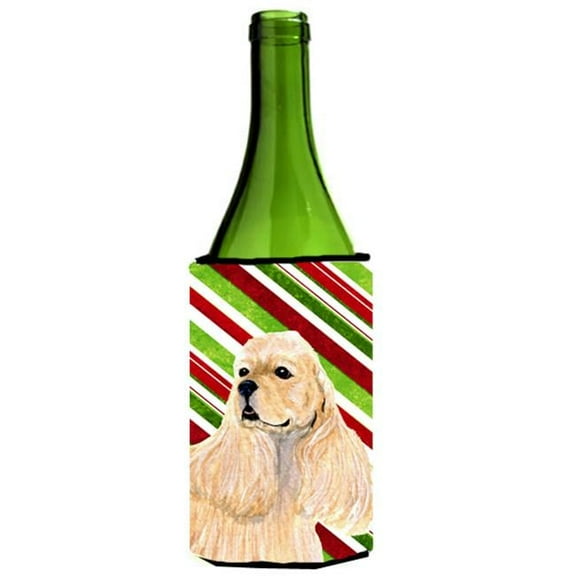 Cocker Spaniel Candy Cane Holiday Christmas Wine bottle sleeve Hugger - 24 oz.