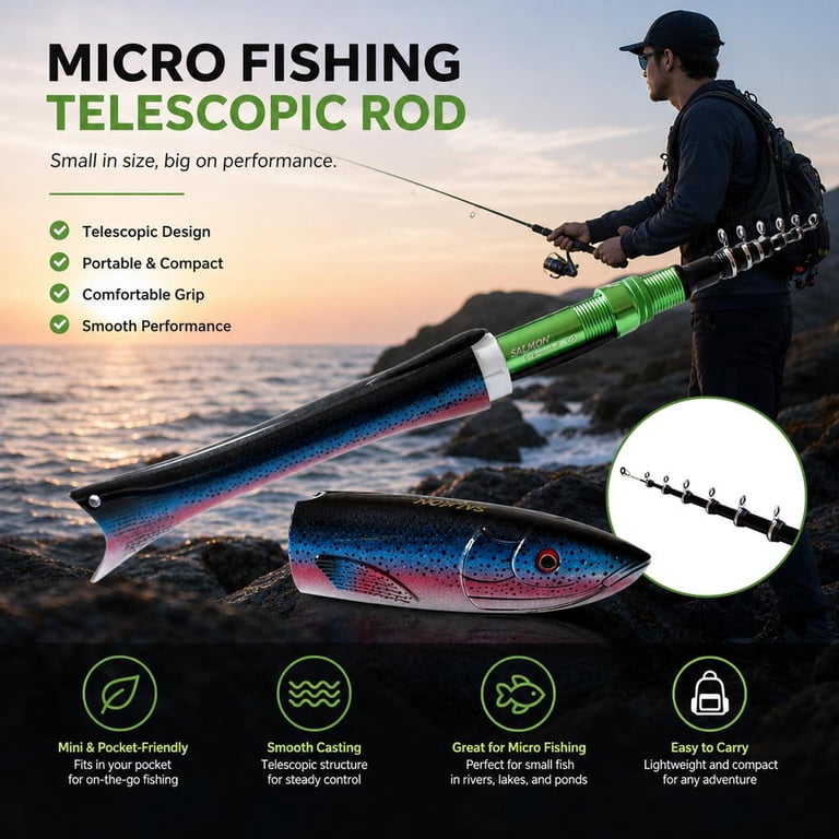casting rod pocket fishing pole ProFISHiency 20" Tiny Krazy Spincast Combo Kid Casters Krazy Pocket Combo #PCKRAZY The ProFISHiency Pocket Combo is the ultimate combo for the angler on the go Pocket Fishing Rod,Telescopic 1.6M Carbon