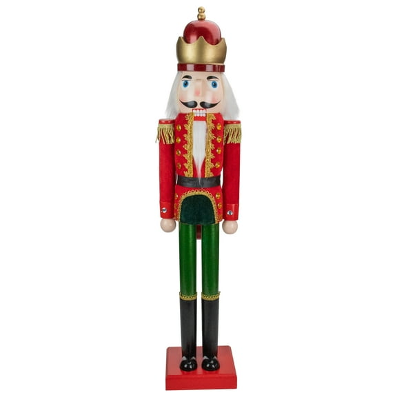 Northlight 35.5" Red and Green Velvet Wooden Christmas Nutcracker King