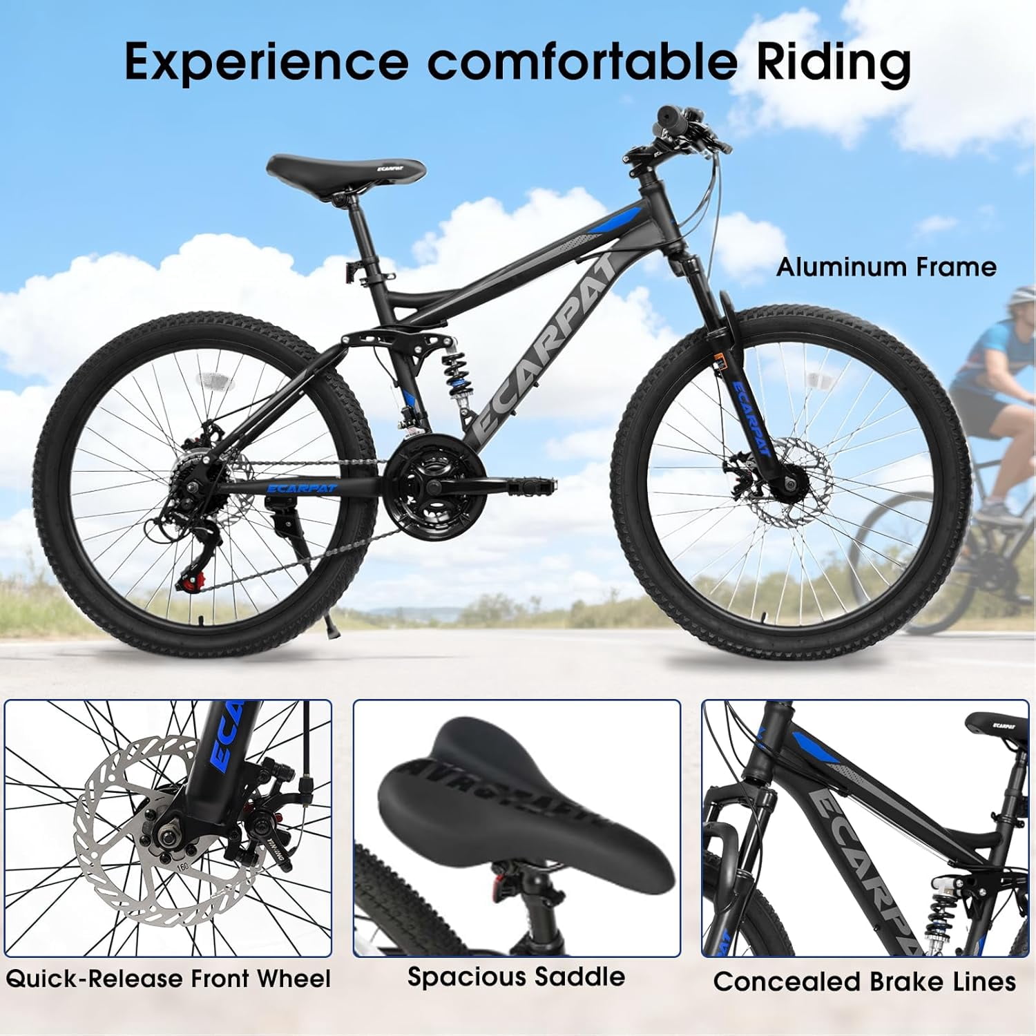 Ambifirner High Timber Mountain Bike for Adult 26 Inch Wheels, 21 Speeds, Front Suspension, Aluminum and Steel Frame Options