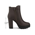 thumbnail image 5 of Allegra K Women's Round Toe Zip Block Heel Platform Ankle Boots Coffee 9, 5 of 5