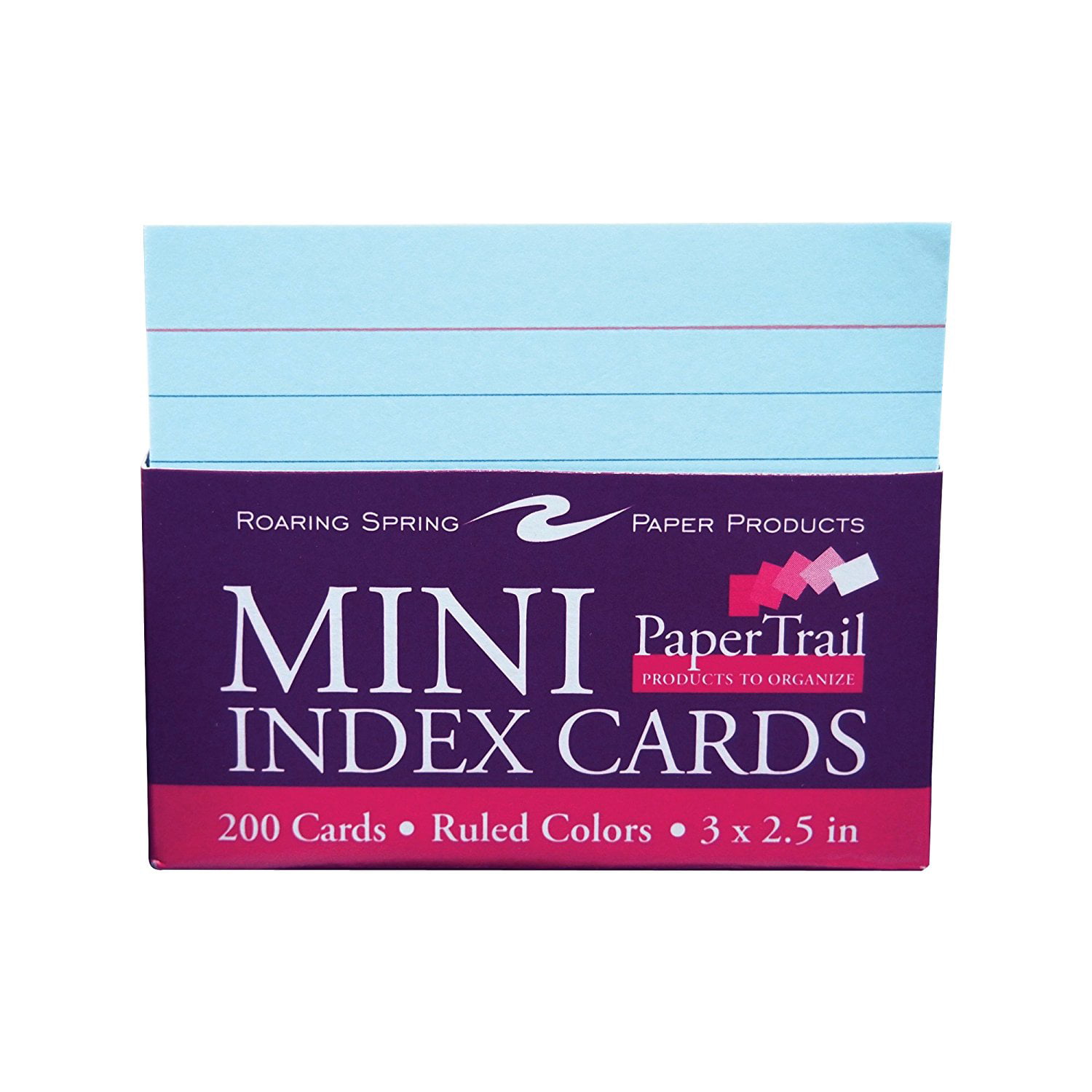 3 x 2.5 Inches Roaring Spring Mini-Index Cards in a Tray 200 per Tray Assorted Colored Paper Ruled One Side