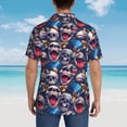 thumbnail image 4 of Gaeub rock Skull blue record Print Men's Hawaiian Shirt,Button Down Short Sleeves Shirts,Tropical Beach Casual Button Down Shirts,3X-Large, 4 of 7
