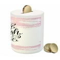 thumbnail image 3 of Live Laugh Love Piggy Bank, Abstract Pink Toned Brush Strokes Backdrop with Hand Lettering Words, Ceramic Coin Bank Money Box for Cash Saving, 3.6" X 3.2", Blush Black White, by Ambesonne, 3 of 4