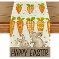 thumbnail image 1 of shiyou-Carrot Bunny Rabbit Happy Easter Table Runner,Seasonal Spring Flowers Kitchen Dining Table Runner for Home Party Decor 13x72 Inch, 1 of 4