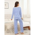 thumbnail image 3 of MINTREUS Women's Pajama Set Long Sleeve Sleepwear Set Soft Two Piece Matching Set with Pockets, 3 of 5