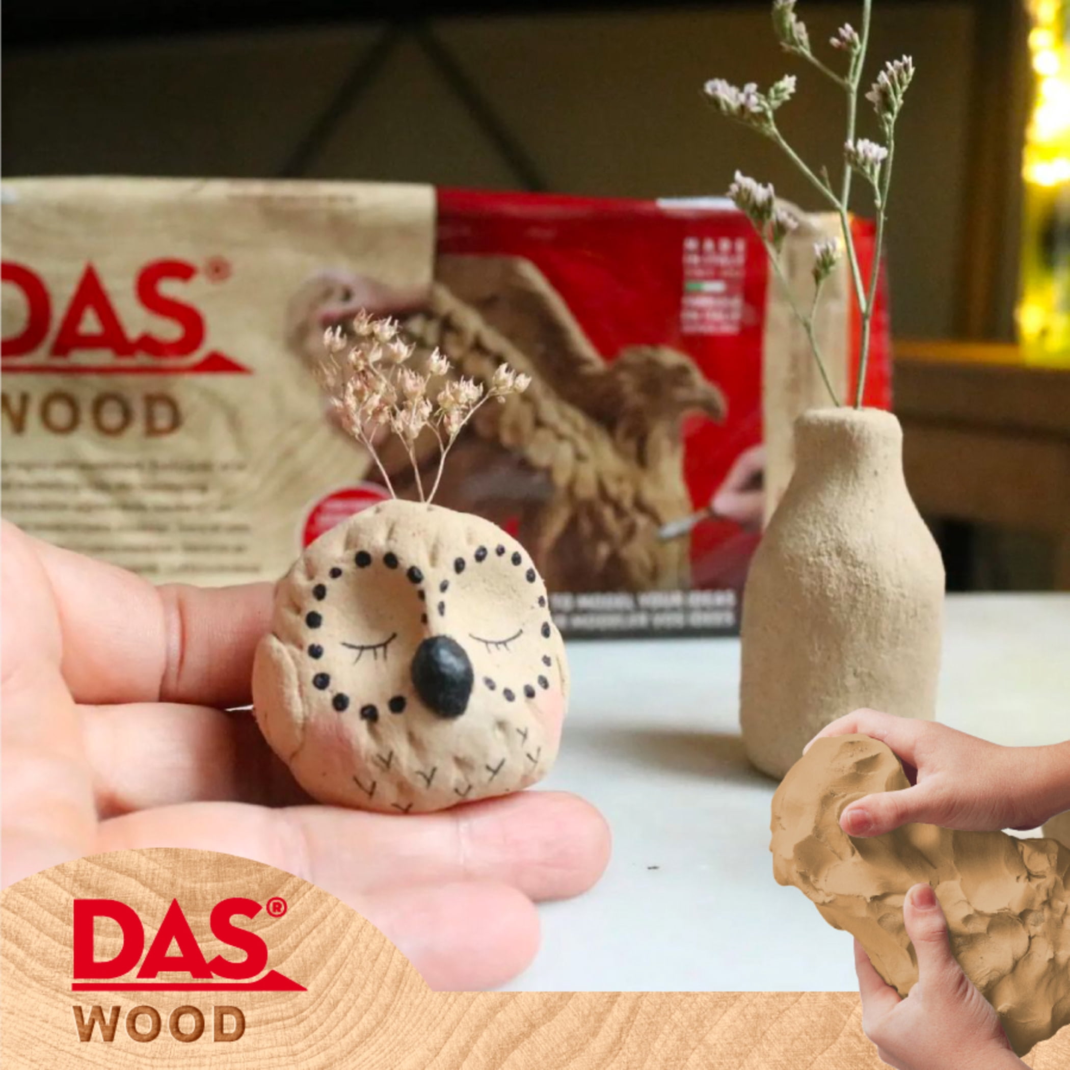 DAS Modeling Clay Air Hardening, Wood, 700g, 3 Pack